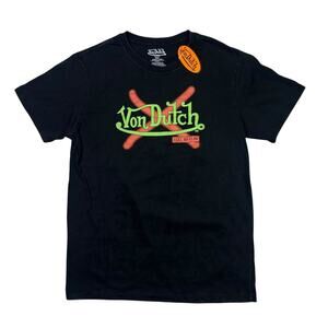 Von Dutch T-Shirt Skull "Open Your Mind" Black Y2K Men's Medium